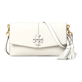 TORY BURCH McGraw Litchi Grain Leather Shoulder Bag Crossbody Bag Women's White