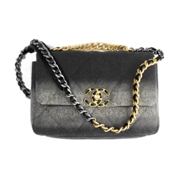CHANEL 19Bag Wool Shoulder Bag, Crossbody Bag Women's Gradient Black Gray