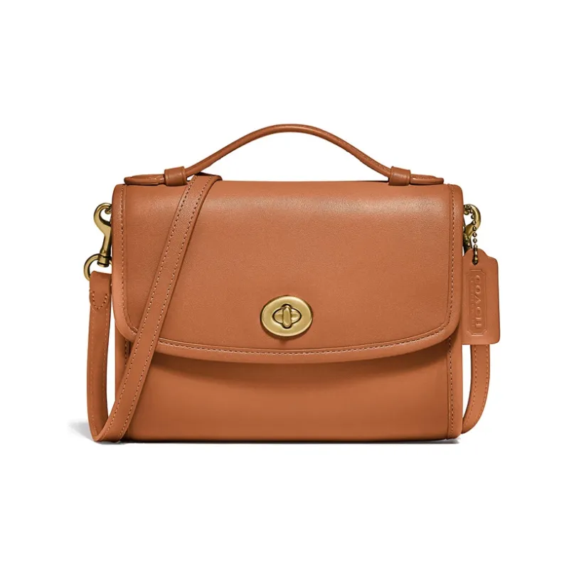 COACH Kip Leather Messenger Bag Handbag Shoulder Bag Crossbody Bag Women's Brown-0