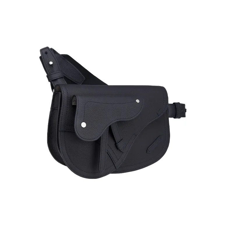 DIOR Saddle Grained Calfskin Saddle Bag Handheld One Shoulder Crossbody Fanny Pack Sling Bag Men's Navy-1