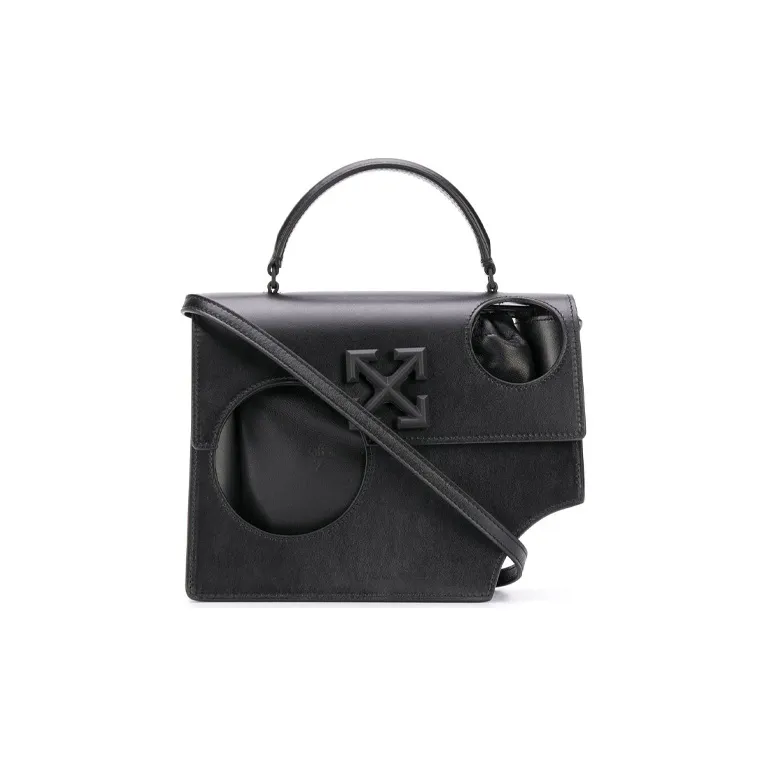 OFF WHITE Leather Crossbody One Shoulder Handbags Women's Black-0
