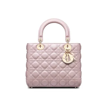 DIOR Lady Dior Sheepskin Wicker Pattern Dior Bag Shoulder Bag Crossbody Bag Handbag Medium Size Women's Lotus Pink
