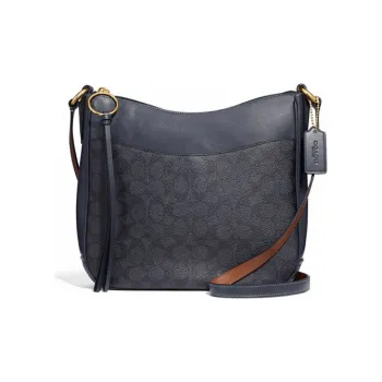 COACH Chaise Canvas Leather Shoulder Bag, Crossbody Bag Large Size Women's Black