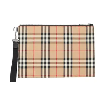 Burberry Vintage Canvas Bag Clutch Men's Khaki