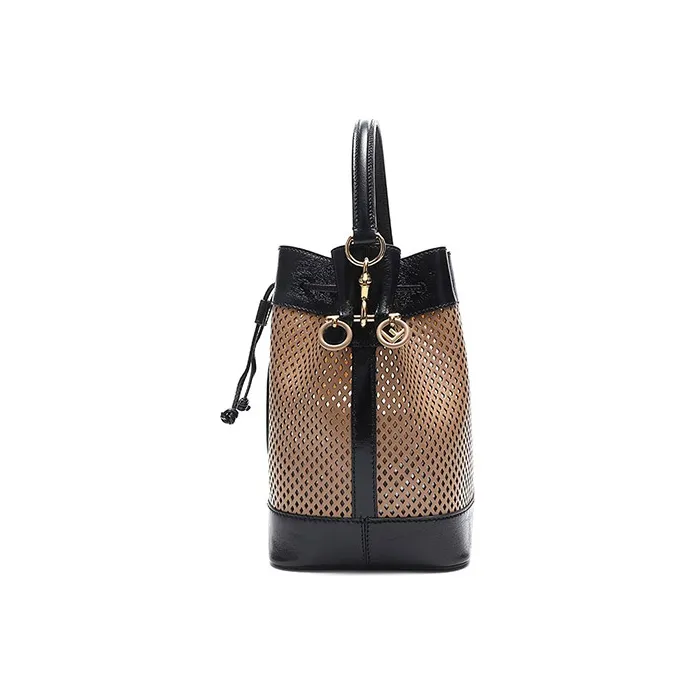 FENDI Mon Tresor Leather Shoulder Bag, Crossbody Bag, Handbag Trumpets Women's Brown Black-2