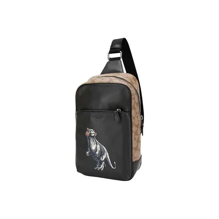 COACH Star Wars Collaboration Westway Leather Sling Bags Crossbody Bags Small Size Men's Black-1