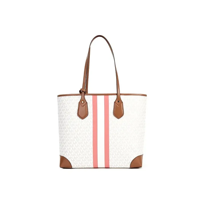MICHAEL KORS Eva Canvas Mother And Child Tote Bag Handbag Women's Vanilla White & Fuchsia-1