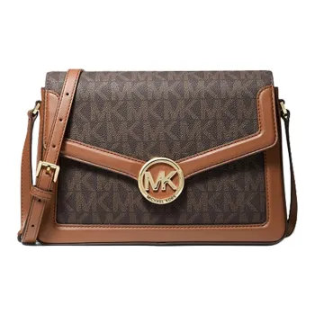 MICHAEL KORS Leather Shoulder Bag Crossbody Bag Medium Size Women's Brown Multicolor