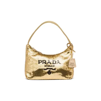 PRADA Fabric Shoulder Bag Hobo Shoulder Bag Mini Women's Gold