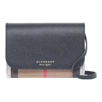 Burberry Vintage Cotton With Cow Leather Shoulder Bag Crossbody Bag Regular Women's Black