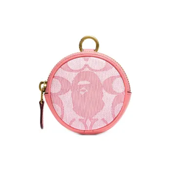 COACH Bape Collaboration Fabric With Leather Clutch Coin Purse Mini Women's Pink
