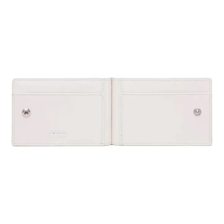 PRADA Leather Square Card Holder Shoulder Bag Crossbody Bag Mini Women's White-2