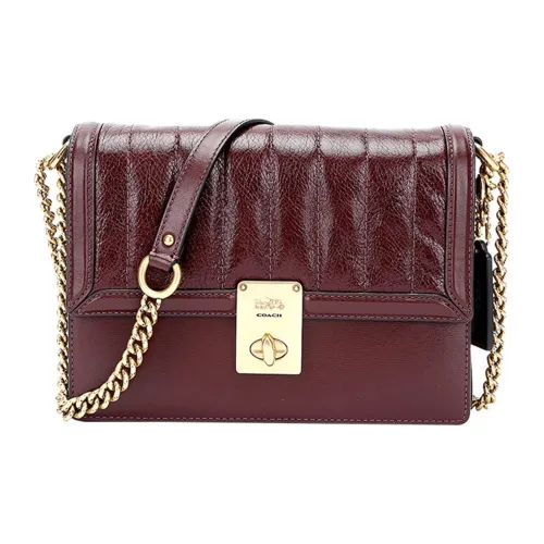 COACH Hutton Leather Shoulder Bag Crossbody Bag Small Size Women's Burgundy