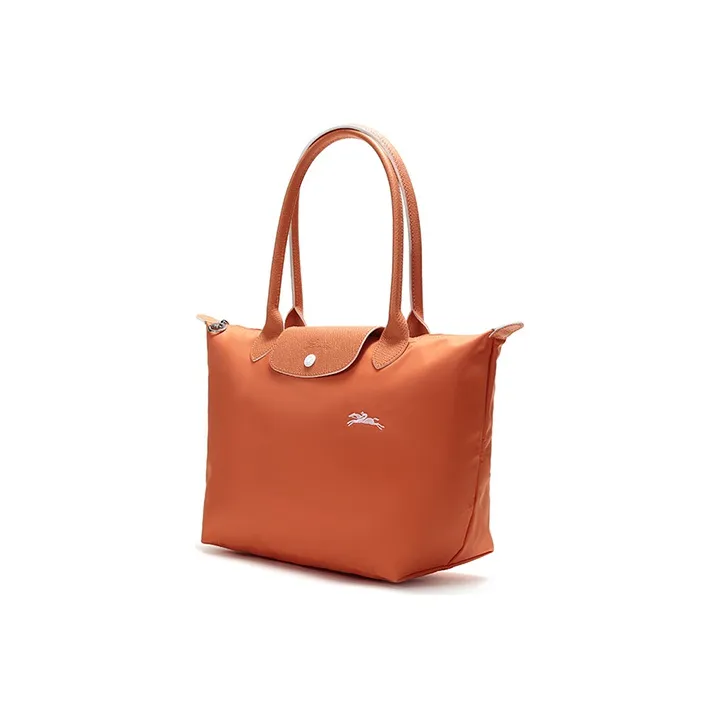 LONGCHAMP Le Pliage Club Canvas Fabric With Cow Leather Shoulder Bag, Dumpling Bag, Handbag Trumpets Women's Orange-1