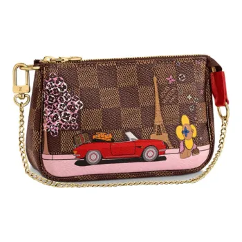 LOUIS VUITTON Mini Pochette Accessoires Damier Ebene Vivienne Paris Red Lining