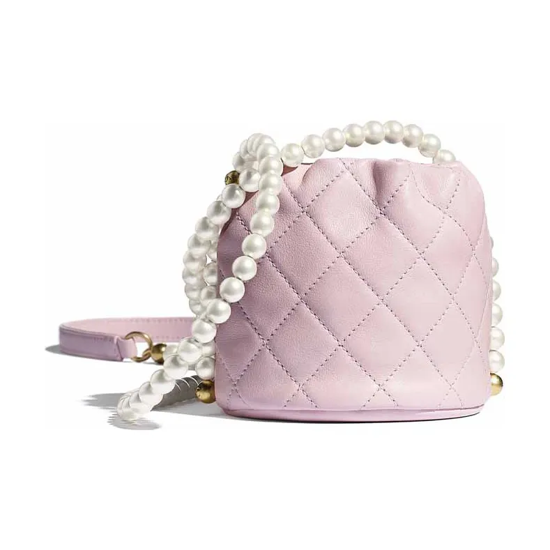 CHANEL Calfskin Bucket Bag Handbag Mini Women's Light Pink Red-1