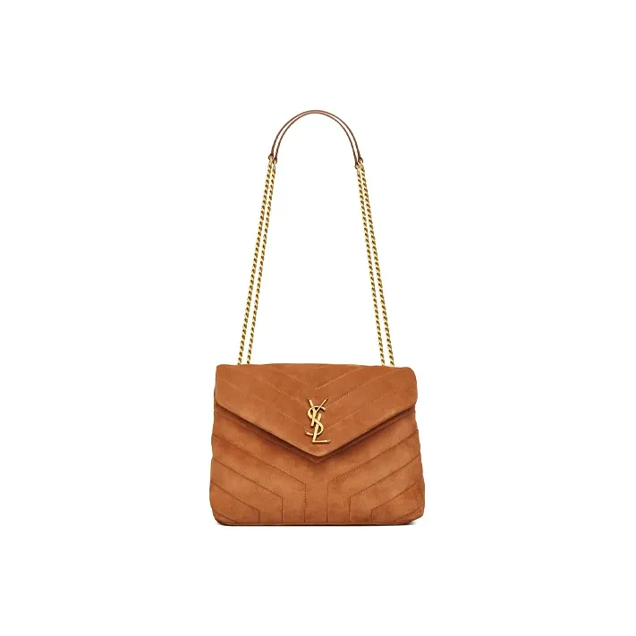 SAINT LAURENT LOULOU Quilted Suede Crossbody Bags Shoulder Bags Women's Cinnamon-0