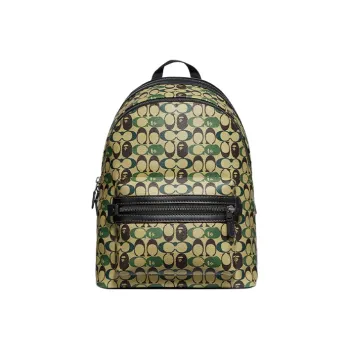 COACH Academy Canvas Backpack Large Size Unisex Camouflage Multicolor