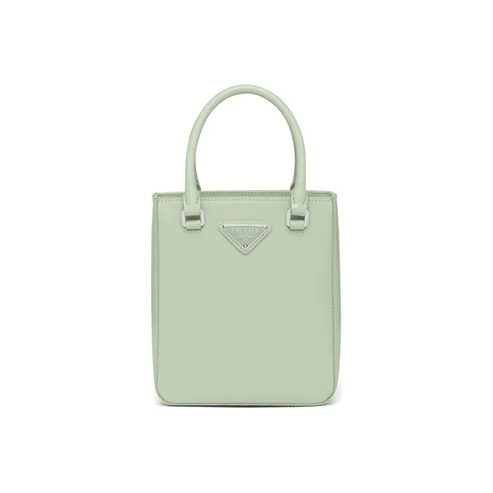 PRADA Shiny Leather Tote Bag Shopping Bag Handbag Regular Women's Green-0