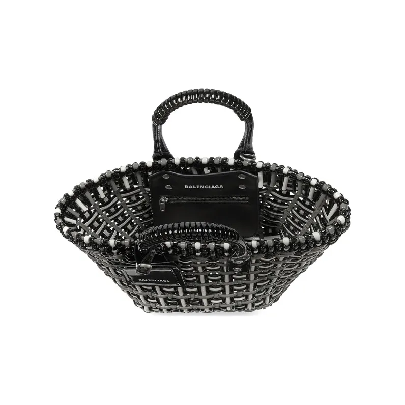 Balenciaga Polyurethane Basket Bag Handbag Shoulder Bag Women's Black-3