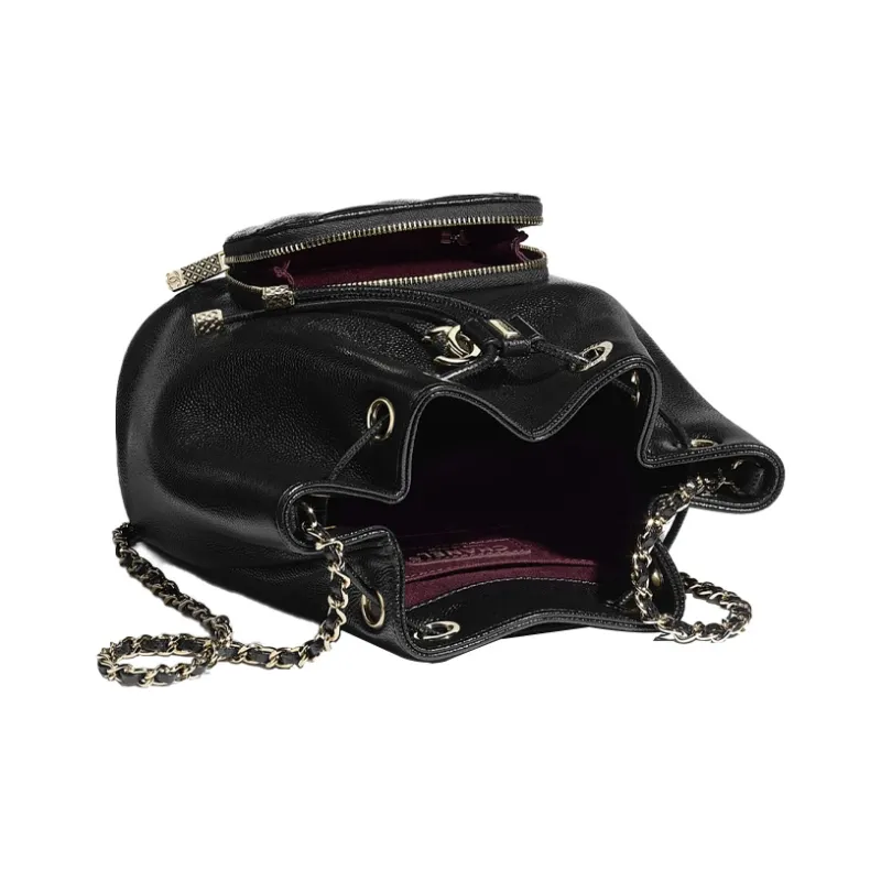 CHANEL Grain Embossed Caviar Calfskin & Metal Bucket Bag, Handbag, Shoulder Bag Women's Black-3