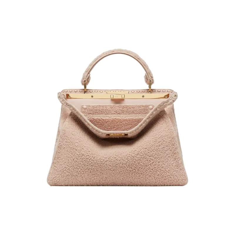 FENDI Peekaboo ISeeU Sheepskin Shoulder Bag, Crossbody Bag, Handbag Large Size Women's Pink, Candy-0