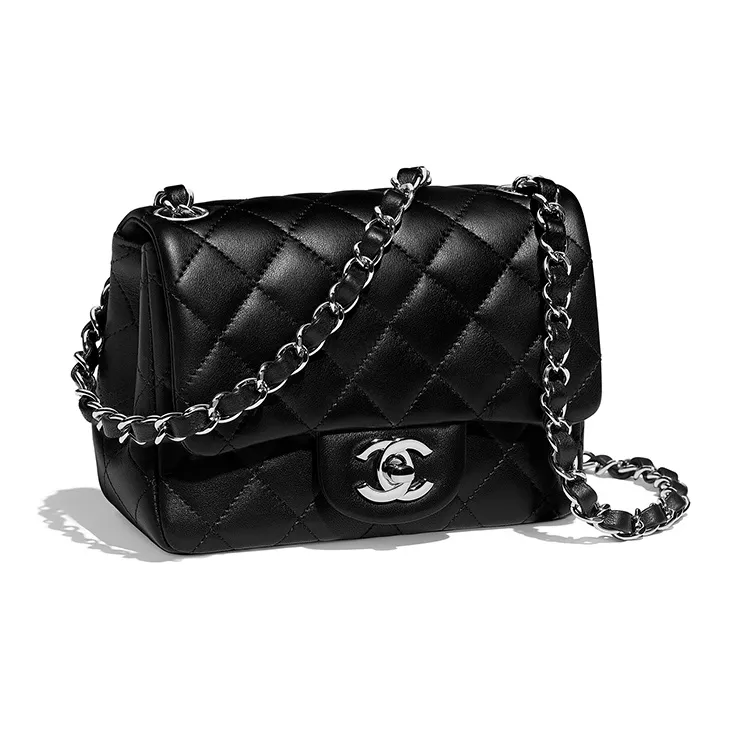 CHANEL Classic Flap CF Lambskin Mini Square Flap Bag, Crossbody Bag, Shoulder Bag Mini Women's Black-2