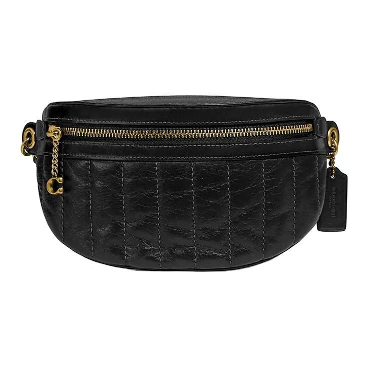 COACH Quilted Leather Shoulder Bag, Crossbody Bag, Fanny Pack Trumpets Women's Black-0