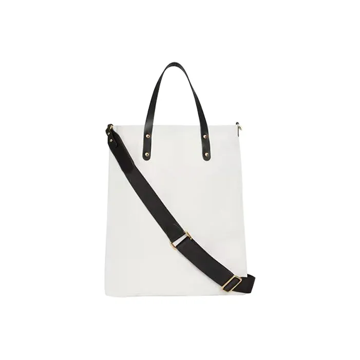 Burberry Cow Leather Canvas Tote Bag Shopping Bag Handbag Shoulder Bag Crossbody Bag Regular Unisex White-3