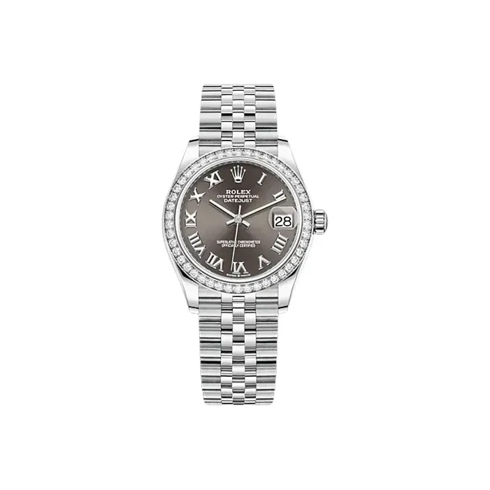 ROLEX Log Series Automatic Mechanical Movement Women's Watch Coffee Watch Dial Oystersteel 18K White Gold Watch Case-0