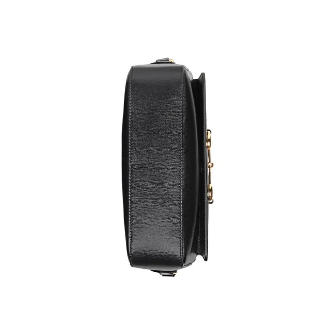 GUCCI Horsebit 1955 Leather Camera Bag, Shoulder Bag, Crossbody Bag Trumpets Women's Black-6