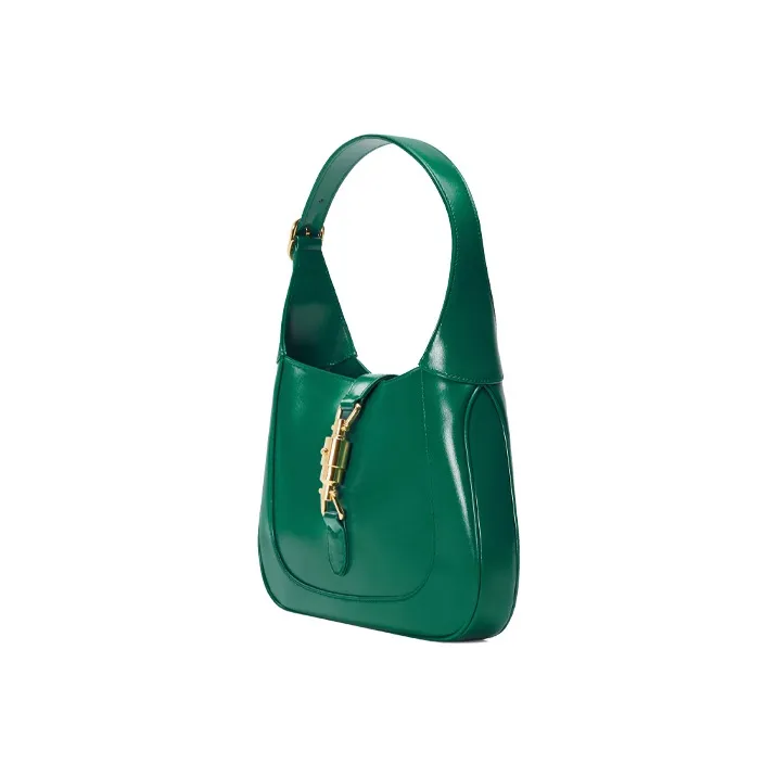GUCCI Jackie 1961 Leather Crescent Shoulder Bag Shoulder Bag Small Size Women's Emerald Green-1