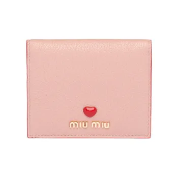 MIU MIU Madras Goatskin Wallet Women's Blue Orchid Pink