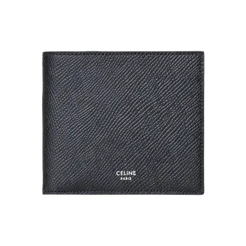 CELINE Grained Calfskin Wallets Card Holders Men's Black