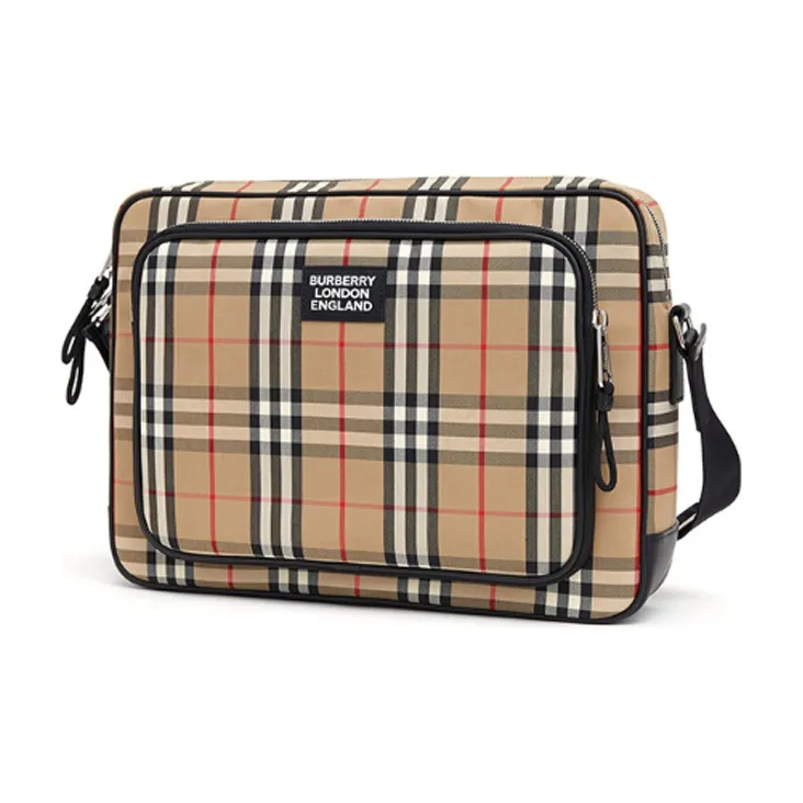 Burberry Vintage Cotton Messenger Bag Crossbody Bag Shoulder Bag Men's Beige-1
