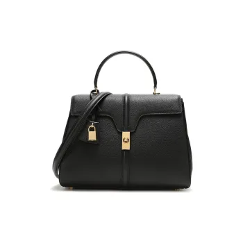 CELINE Grain Calfskin Handbag, Shoulder Bag Medium Size Women's Black