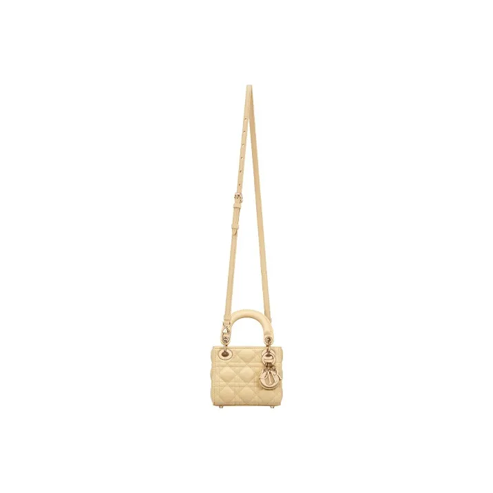DIOR Lady Dior Sheepskin Dior Bag Shoulder Bag Crossbody Bag Handbag Extra Mini Women's Light Yellow-1