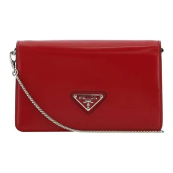 PRADA Shiny Cow Leather Small Square Bag Shoulder Bag Crossbody Bag Women's Red
