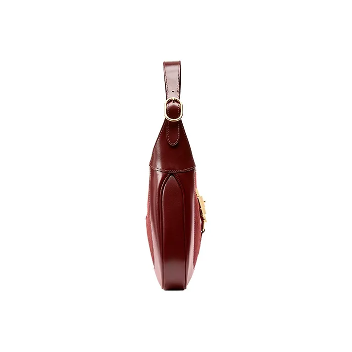 GUCCI Jackie 1961 Suede With Leather Crescent Shoulder Bag Shoulder Bag Women's Deep Red-2