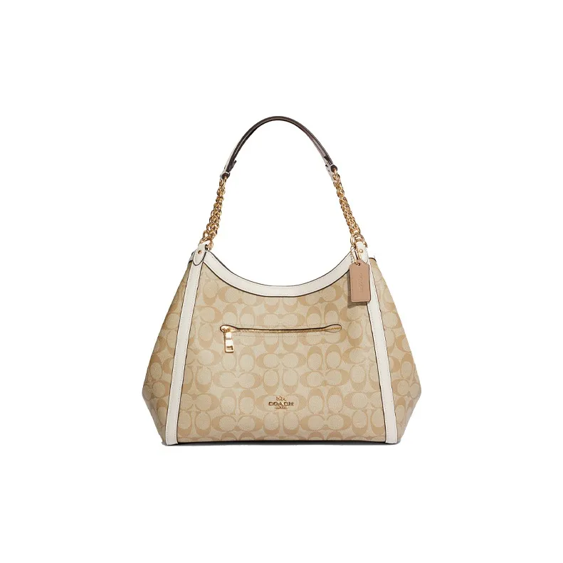 COACH Kristy Canvas With Leather Bucket Bag, Handbag, Shoulder Bag Tubas Women's Light Khaki & White-0