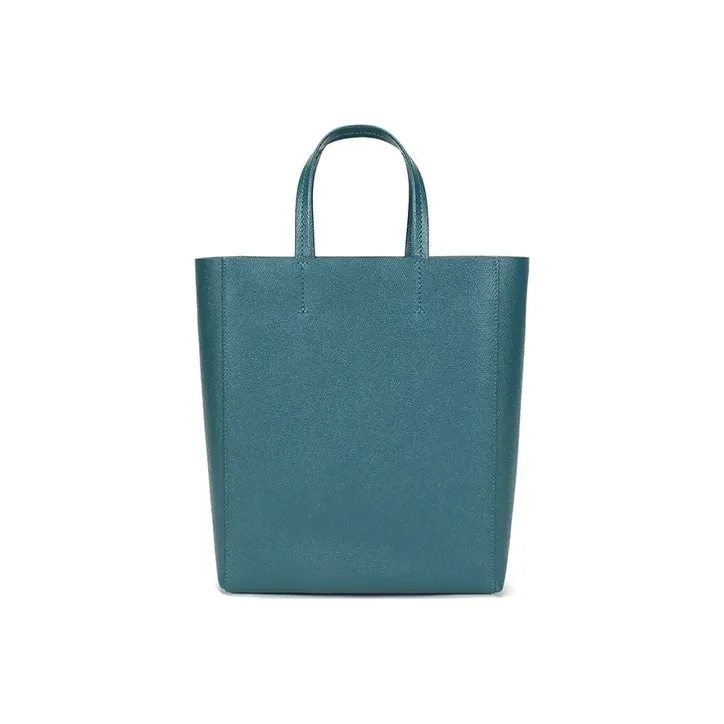 CELINE Cabas Grained Cow Leather Tote Bag Shopping Bag Shoulder Bag Handbag Small Size Women's Gray Blue-3