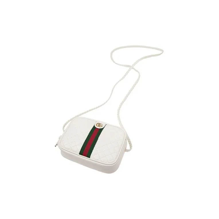 GUCCI Diamond Pattern Leather Camera Bag Shoulder Bag Crossbody Bag Mini Women's White-3