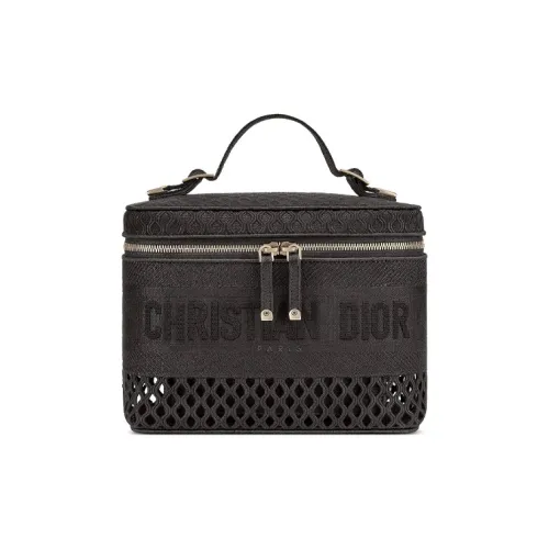 DIOR DiorTravel Fabric Embroidered Logo Toiletry Bag Travel Storage Bag Handbag Makeup Bag Women's Black