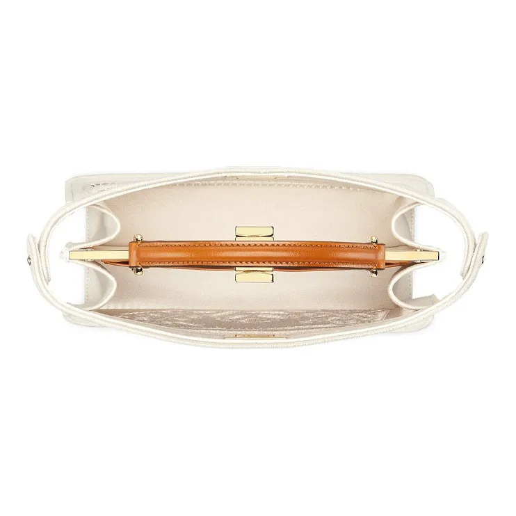 FENDI Peekaboo ISeeU Canvas With Leather Trunk Bag Shoulder Bag Crossbody Bag Handbag Women's White-3
