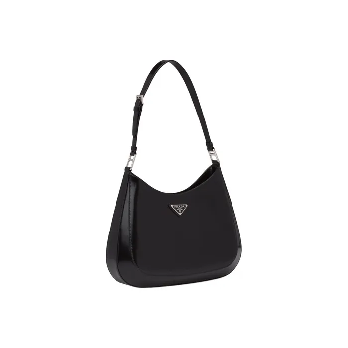 PRADA Leather Shoulder Bag Women's Black-2