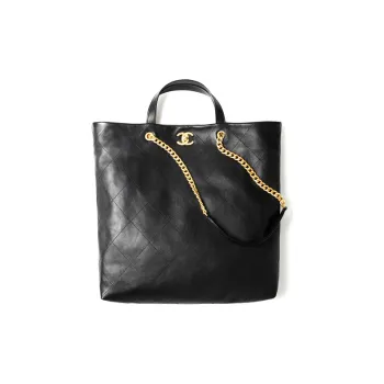 CHANEL Cow Leather MAXI Shopping Bag, Shoulder Bag, Handbag Regular Women's Black