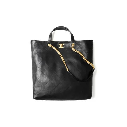 CHANEL Cow Leather MAXI Shopping Bag, Shoulder Bag, Handbag Regular Women's Black