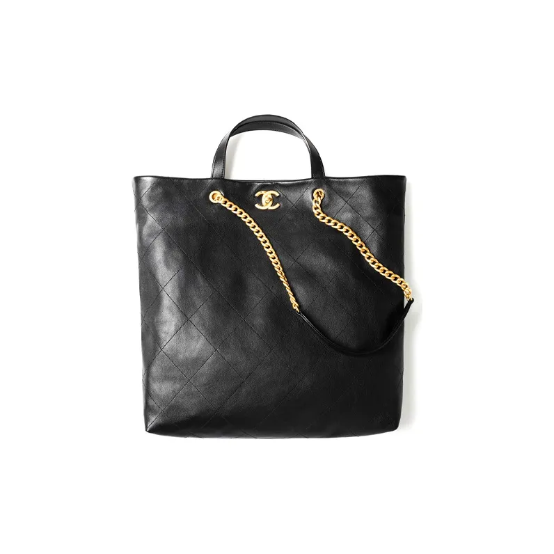 CHANEL Cow Leather MAXI Shopping Bag, Shoulder Bag, Handbag Regular Women's Black-0