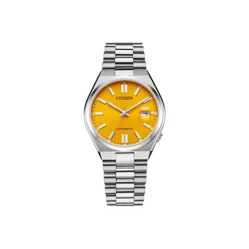 CITIZEN ME Color Collection Mechanical Movement Stainless Steel Strap Watch Men's Watches Orange Watch Dial