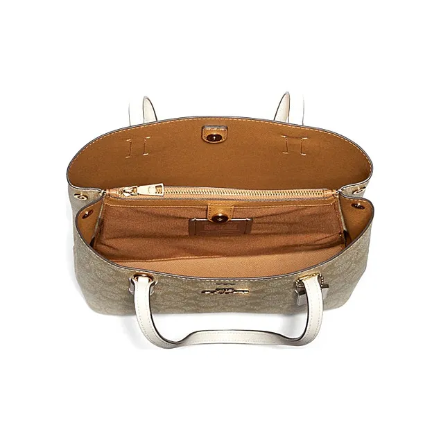 COACH Avenue Canvas Leather Tote Bag, Shopping Bag, Portable Crossbody Bag, Shoulder Bag Women's Brown & White-1